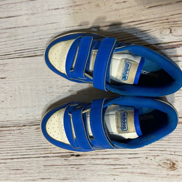 Adidas Break Start Big Kids Size 2 Sneakers Shoes Blue Bird Boys Velcro Straps - Picture 10 of 11